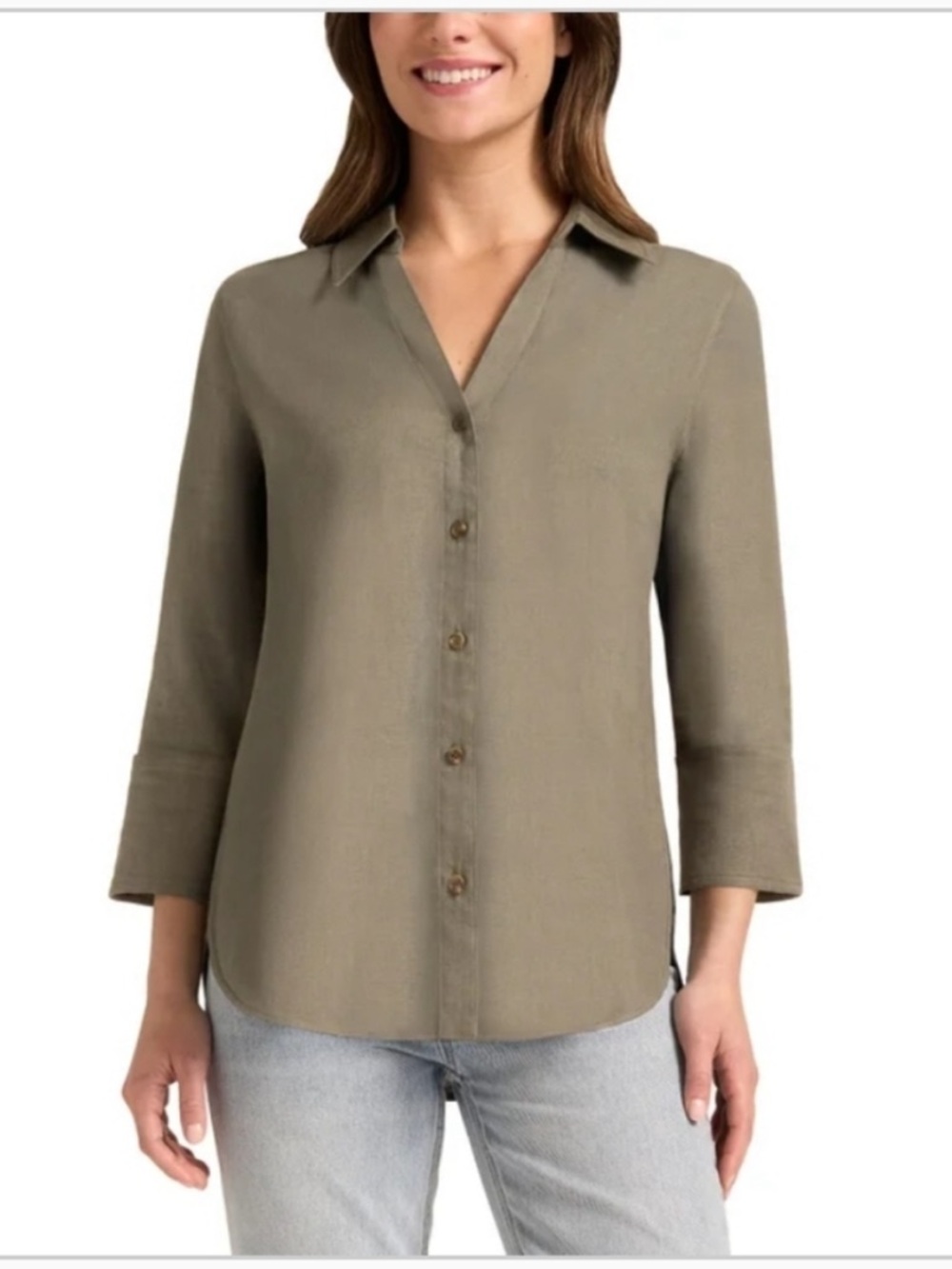 Matty M Olive (moss) Button-Down Collared Women's Shirt